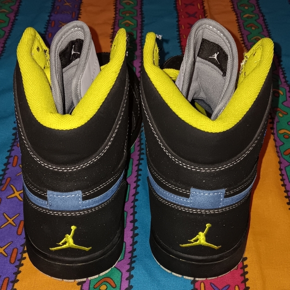 2010 Jordan 1 Cyber Black Blue Sapphire Retro High Shoes Vintage Nike - Picture 5 of 12